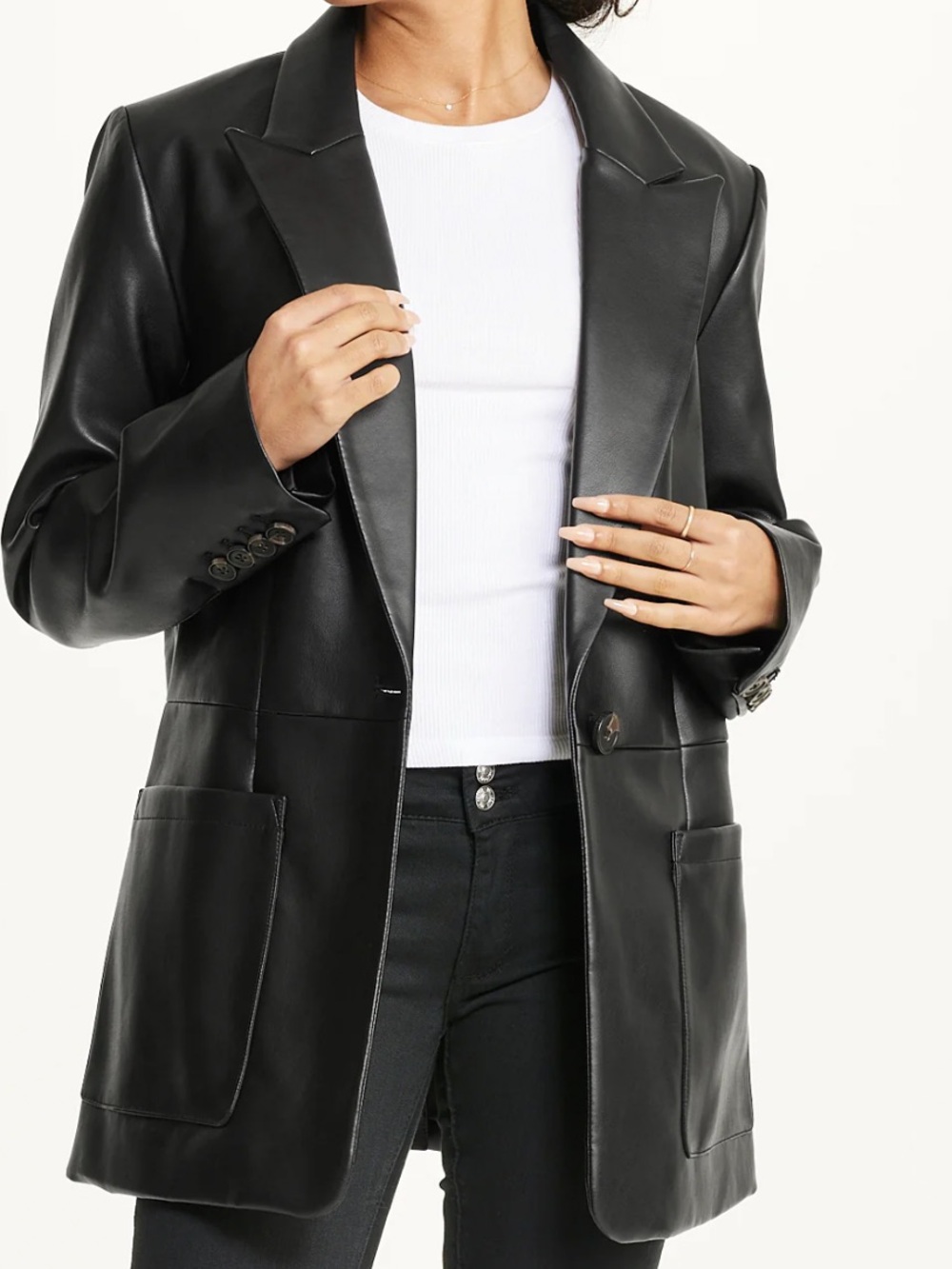BCBGeneration Black Faux Leather Blazer